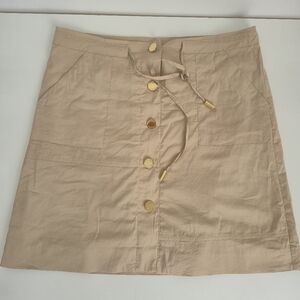 Tory Burch Khaki Utility Mini Skirt, Drawstring, Size 4 Designer Quiet Luxury